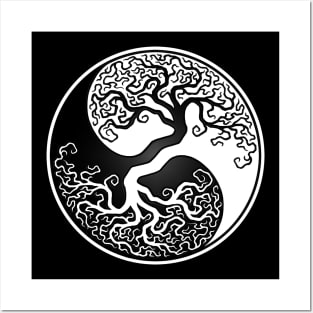 White and Black Tree of Life Yin Yang Posters and Art